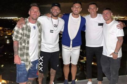 De izquierda a derecha: Messi, Neymar, Paredes, Di María y Verratti, juntos en Ibiza.