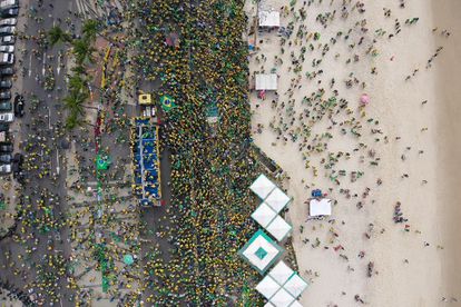 Vista aérea de la manifestación bolsonarista de este martes en Brasilia. 