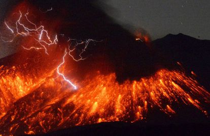 Erupción del volcán Sakurajima, en Japón.