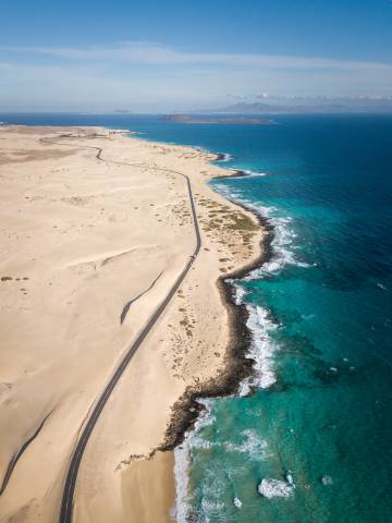 Vista aérea de las dunas de Corralejo, en Fuerteventura.