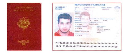 Imagen del pasaporte falso francés intervenido a Seddiki.