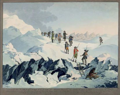 Viaje de Saussure a la cima del Mont Blanc, obra de Marquard Wocher.