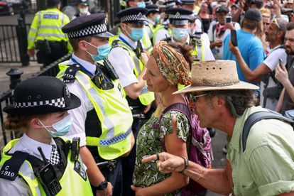 Protesta antivacunas en Londres, el pasado mes de junio.