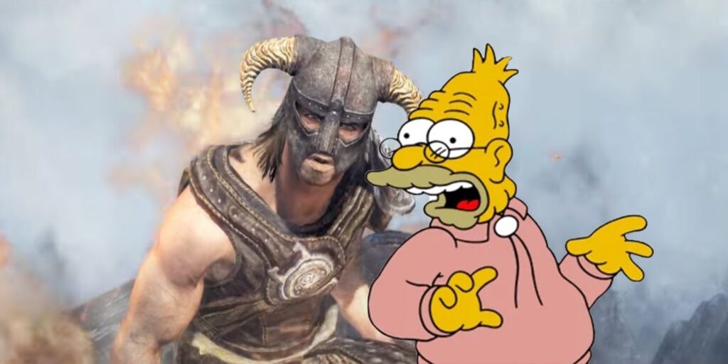 Meme del abuelo Simpson muestra el problema de facción de Skyrim |