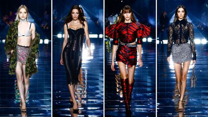 Cuatro modelos del desfile de Dolce&Gabbana, el 25 de septiembre de 2021 en Milán.