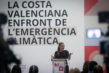 La consejera Mireia Mollà, esta mañana en la presentación del visor en les Drassanes de Valencia.