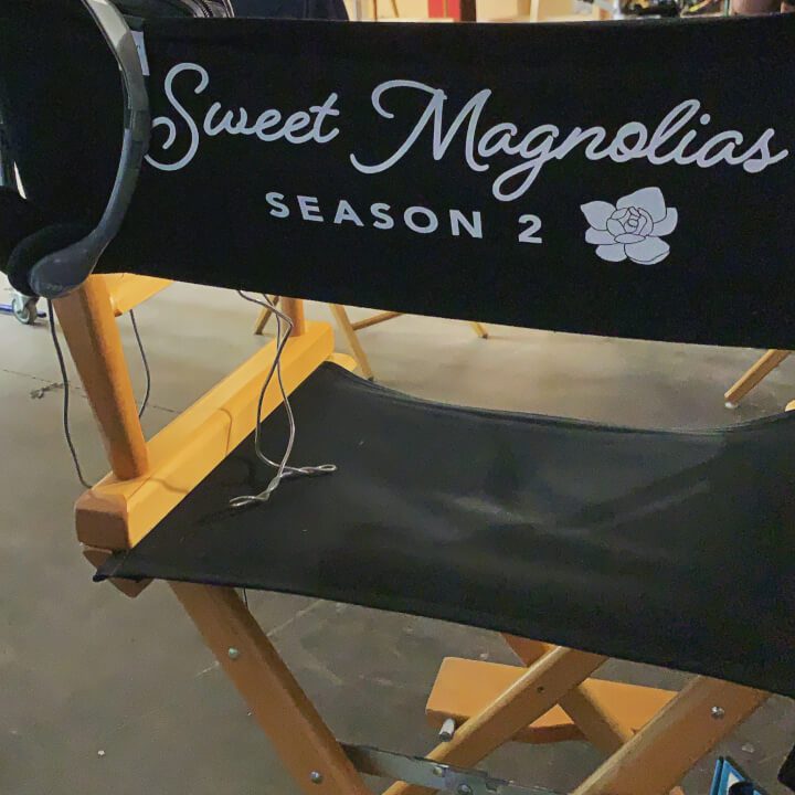 silla de filmación de la temporada 2 de magnolias dulces