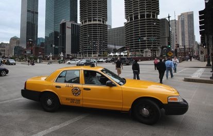 Una típica escena de los taxis en Chicago. 