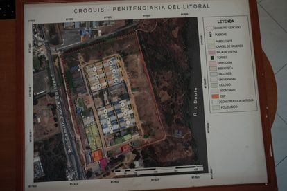 Croquis de la Penitenciaría del Litoral donde se encuentran más de 8000 personas privadas de su libertad, en Guayaquil.