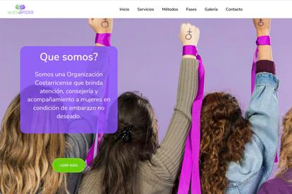 Página web de "Mujer al poder", una organización de Costa Rica que se presenta en redes como una clínica para abortar.