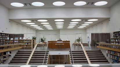 Sala de lectura de la biblioteca de Viipuri diseñada por Aalto.