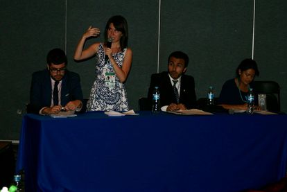 Pilar Rodríguez, en el torneo mundial de debate de 2015.