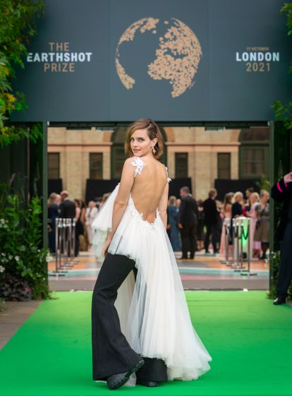 Emma Watson, a su llegada a los Premios Earthshot, celebrados el domingo en Londres.