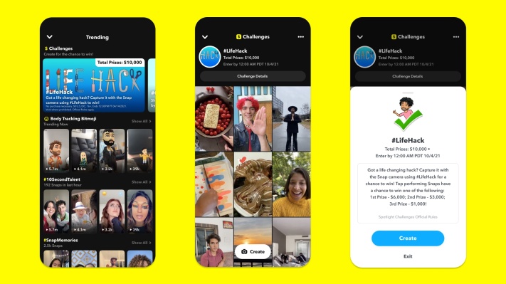 Snapchat renueva los pagos de los creadores al ofrecer la oportunidad de ganar premios con Spotlight Challenges