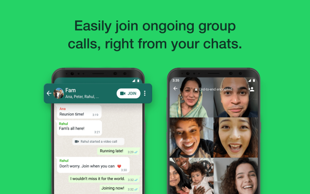 WhatsApp está integrando su función de llamadas unibles directamente en los chats grupales