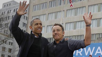 Barack Obama y Bruce Springsteen en un concierto del cantante, en 2012. 