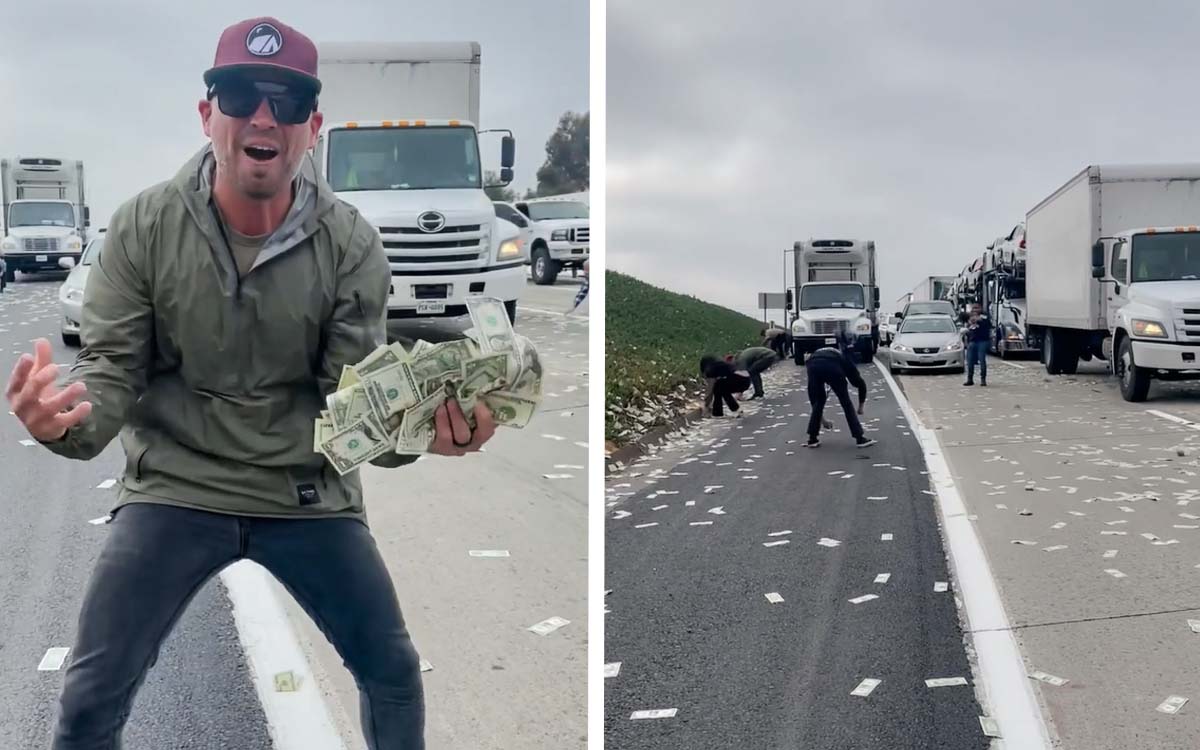 Camión deja caer dólares en una carretera EU; las autoridades piden a quienes los recogieron que los devuelvan | Video