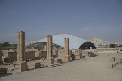 Cúpula que cubre el gran mosaico del palacio de Hisham, en Jericó.