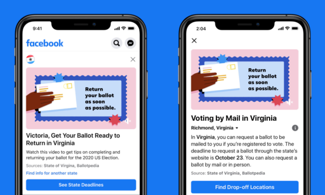 Facebook e Instagram fijarán explicaciones de voto por correo en la parte superior de los feeds