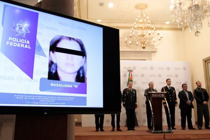 La Policía Federal anuncia la detención de Rosalinda González, en mayo de 2018. 
