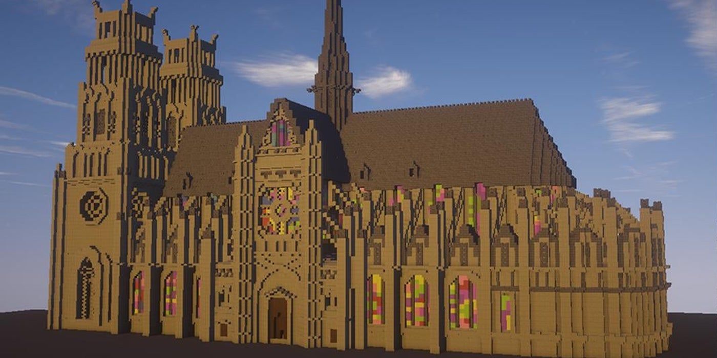 La catedral de Orleans a escala real de Minecraft Player es hermosa