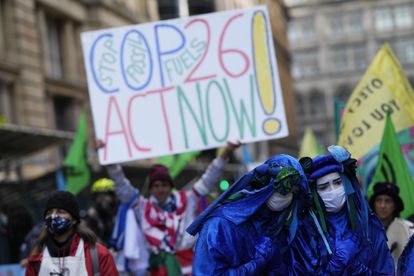 Protesta en Glasgow contra el cambio climático, durante la COP26, el 3 de noviembre.