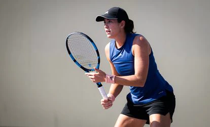 Muguruza, durante un entrenamiento de esta semana.