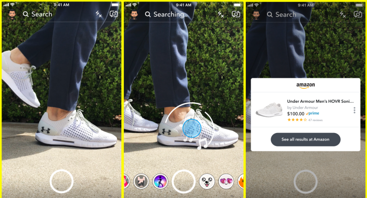 Snapchat te permite tomar una foto de un objeto para comprarlo en Amazon