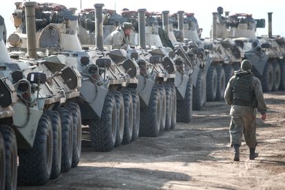 Ejercicios militares rusos con vehículos anfibios, el 18 de octubre en Crimea.