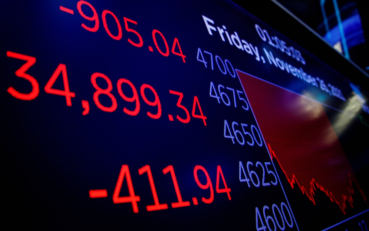 Wall Street cae por temor a nueva variante de Covid; el oro sube