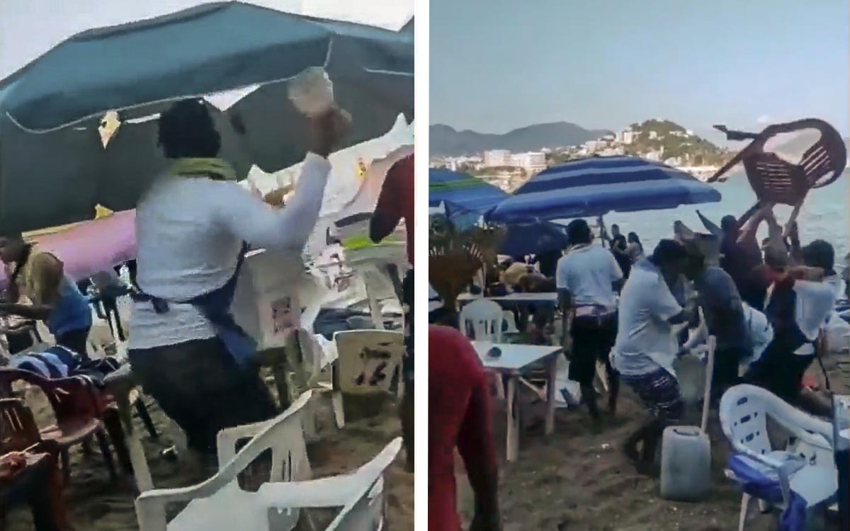A sillazos y botellazos, turistas y meseros se enfrentaron en Acapulco; reportan tres heridos | Video