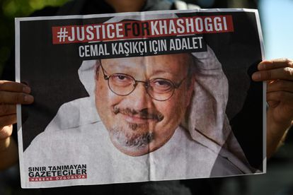 Un cartel que reclama justicia para Jamal Khashoggi, el pasado febrero en una protesta frente al consulado saudí de Estambul.