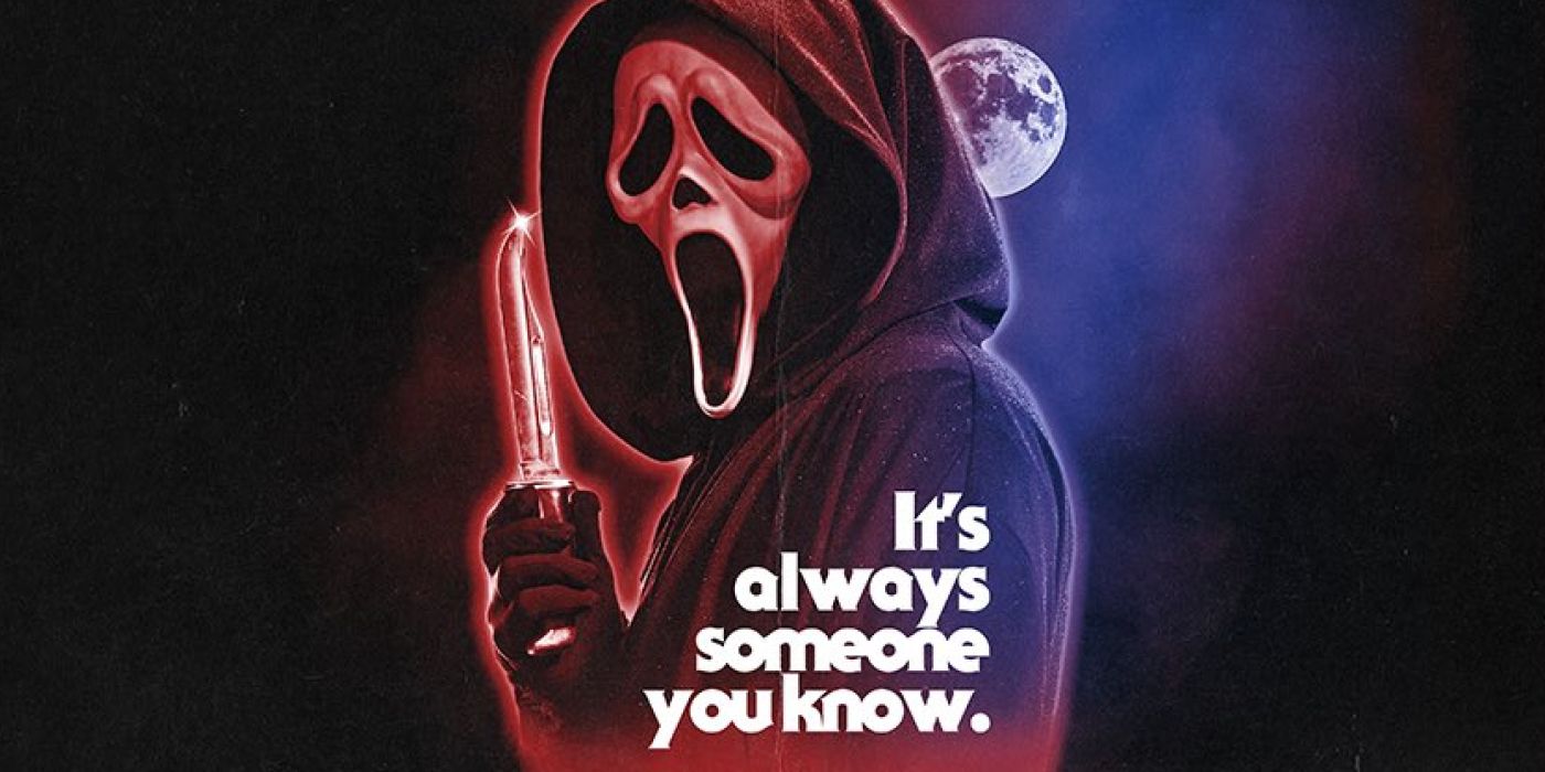 El cartel retro de Scream 2022 muestra a Ghostface chorreando sangre