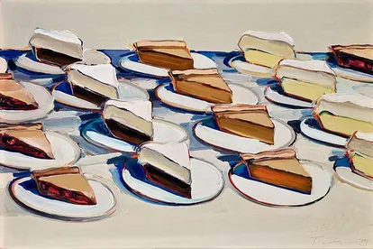 'Pies, Pies, Pies' (1961), óleo sobre lienzo de Wayne Thiebaud, propiedad de la colección del Crocker Art Museum (donación de Philip L. Ehlert en memoria de Dorothy Evelyn Ehlert, 1974).