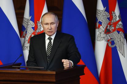 Putin, este martes en la reunión en el Ministerio de Defensa.