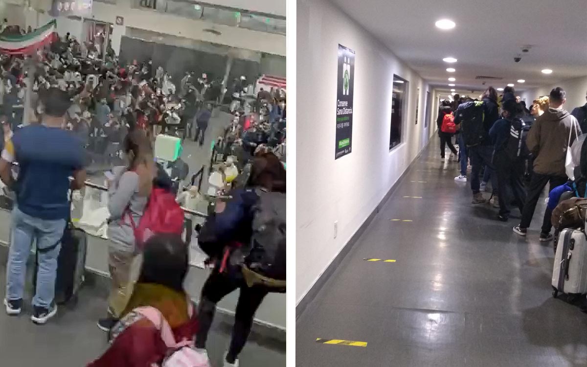 Reportan largas filas y aglomeraciones en el aeropuerto de la Ciudad de México
