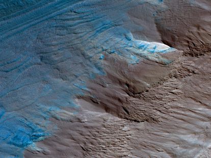 Una imagen del polo sur de Marte.