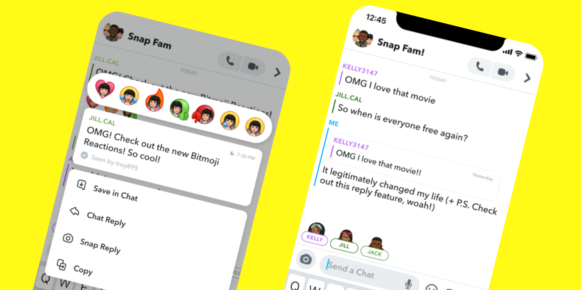 Cómo mejorar los chats grupales de Snapchat con respuestas de chat y reacciones de Bitmoji
