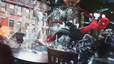 Doctor Strange aplasta a Spider-Man a través de una ventana en el arte conceptual de No Way Home