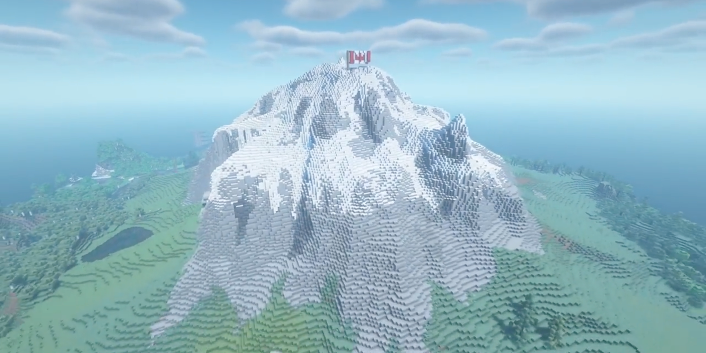 El equipo de Minecraft construye una enorme montaña personalizada en Survival