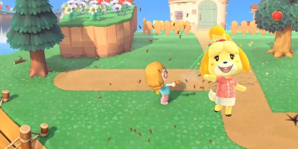 El jugador de Animal Crossing parece recibir un disparo de Isabelle