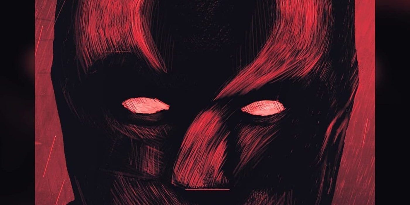 El póster de fan de Batman pinta el signo de interrogación de Riddler sobre el rostro de Bruce