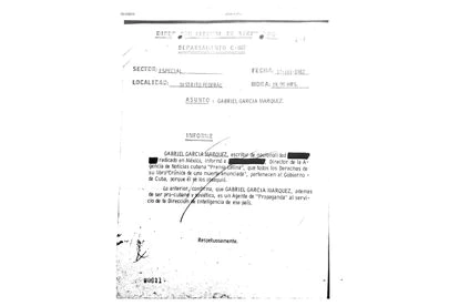 Documento que señala la cesión de derechos de la novela "Crónica de una muerte anunciada" de García Márquez al Gobierno de Cuba.