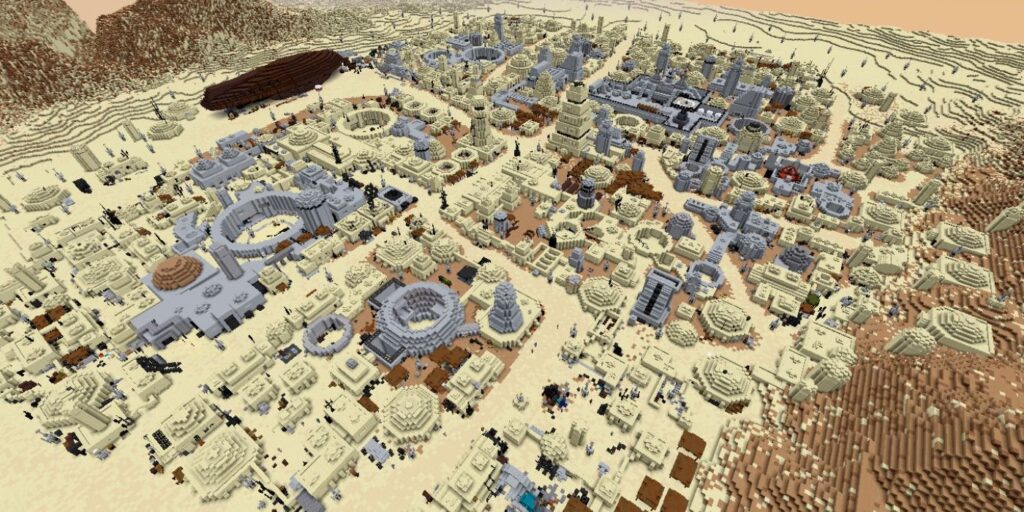 La construcción masiva de Minecraft Tatooine incluye carreras de vainas y el palacio de Jabba