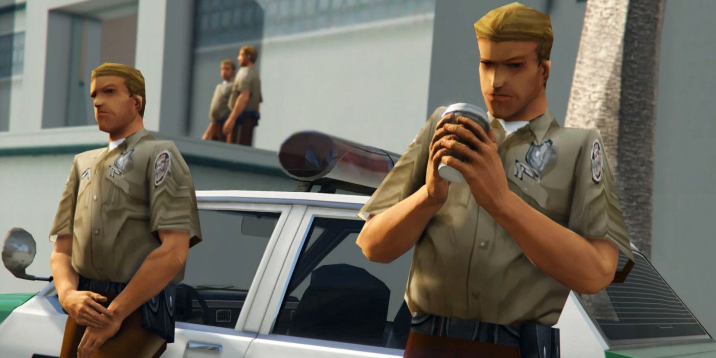 Misión de conducción de GTA Vice City Remaster interrumpida por un policía que se teletransporta