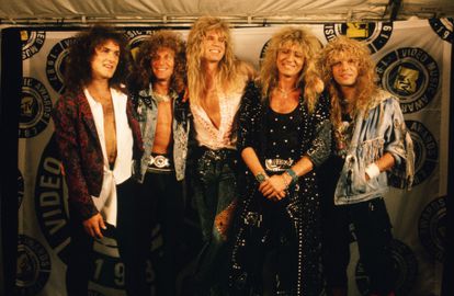 El grupo de rock Whitesnake, en su formación de 1987, posa en la gala de los MTV Music Awards.