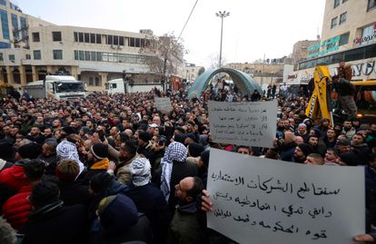 Manifestación contra la Autoridad Palestina, el domingo en Ramala.