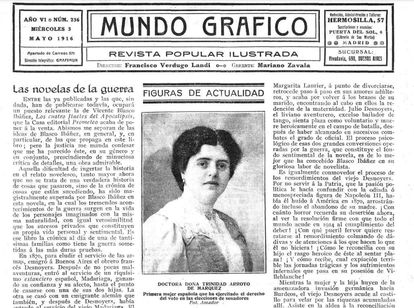 La primera mujer española que votaba, según la revista 'Mundo gráfico' del 3 de mayo de 1916.