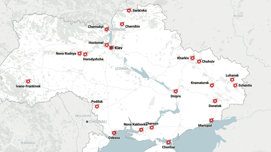 Mapa: los frentes de ataque rusos en su invasión de Ucrania