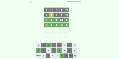 Captura de pantalla de Wordle en gallego.